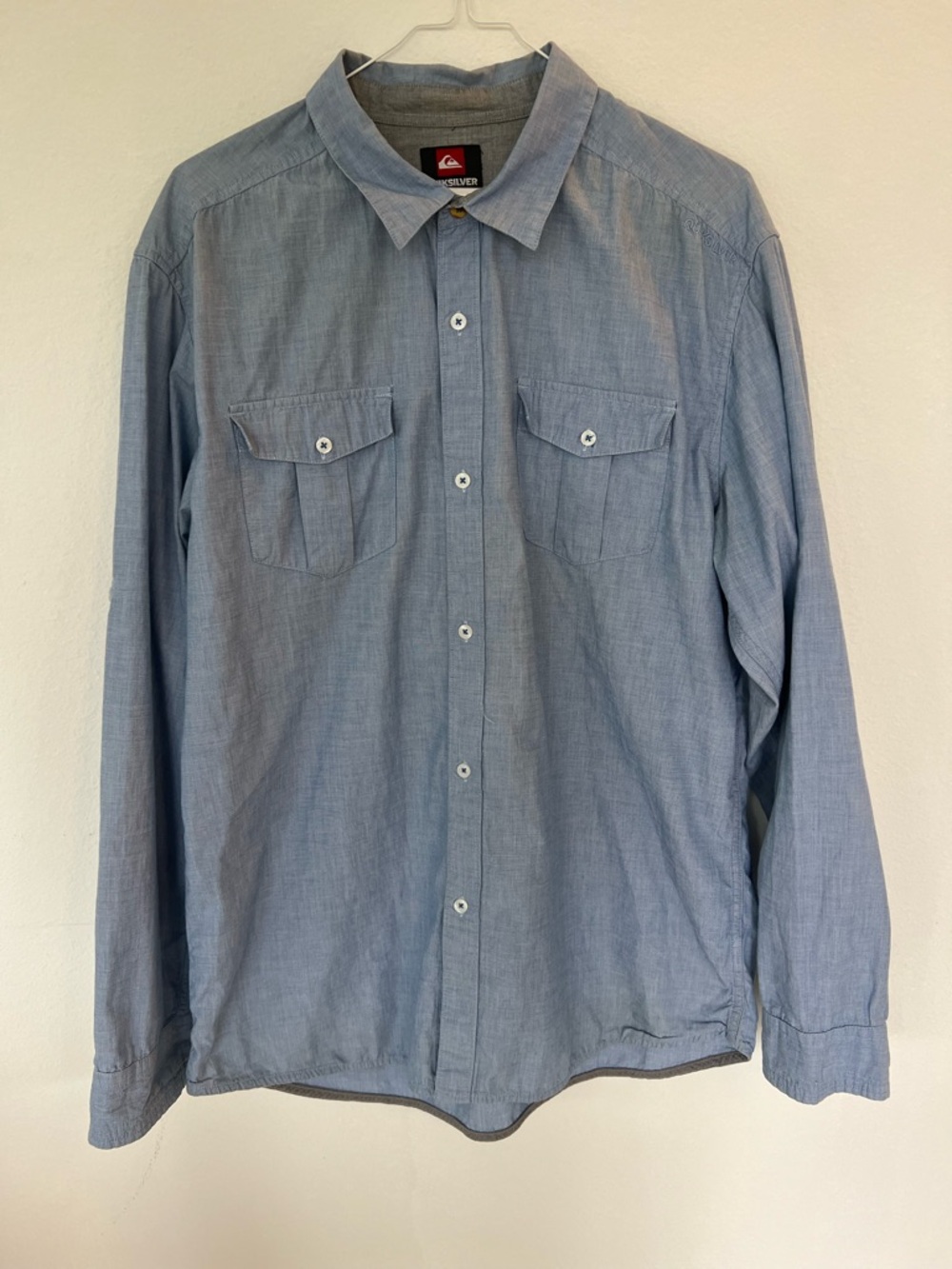 Quiksilver Men’s Light Blue Long-Sleeve Button-Down Shirt